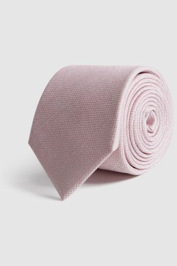 Reiss Pink Ceremony Textured Silk Tie