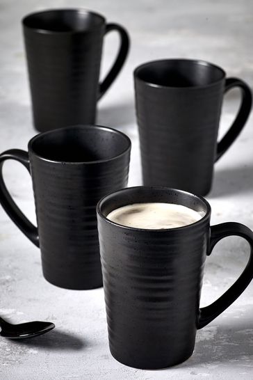 Juego de 4 tazas negras para café con leche Bronx