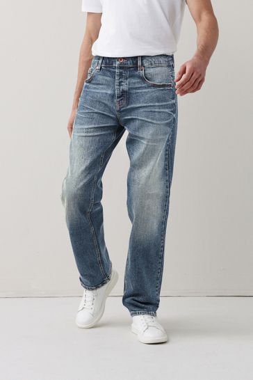 Tinted Blue Relaxed Fit Authentic Stretch Jeans