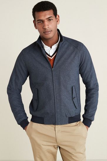 Buy Blue Textured Harrington Jacket from Next Luxembourg