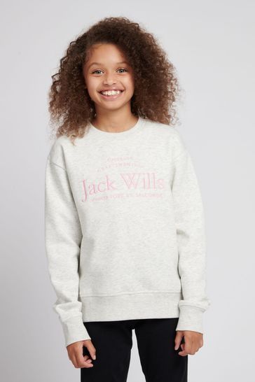 Jack Wills Cream Script Crew Sweat Top