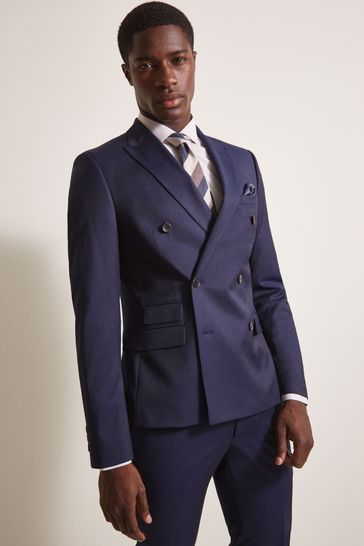 Moss Slim Fit Ink Blue Stretch Suit: Jacket
