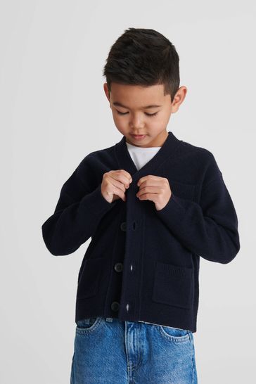 Buy Reiss Navy Andrews Jr 100 Merino Wool Cardigan from Next
