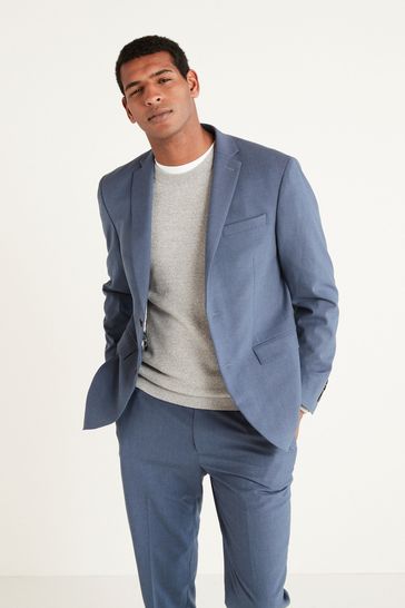 Blue Regular Fit Motion Flex Suit: Jacket