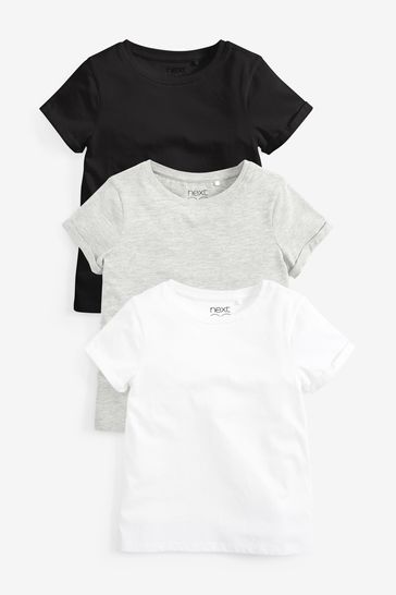Pack de 3 camisetas en negro/blanco (3 a 16 años)