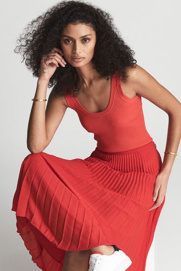 Pleated midi store skirt reiss
