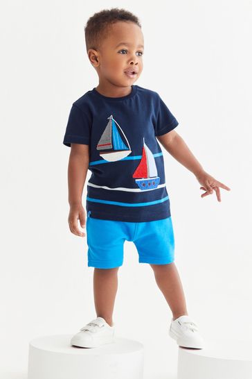 Navy Boat Character T-Shirt and Shorts Set (3mths-7yrs)