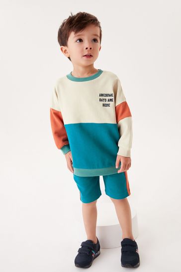 Multi Colourblock Jersey Sweatshirt & Short Set (3mths-7yrs)