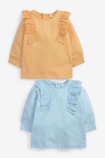 Yellow/Blue 2 Pack Baby Sweat Tops (0mths-2yrs)