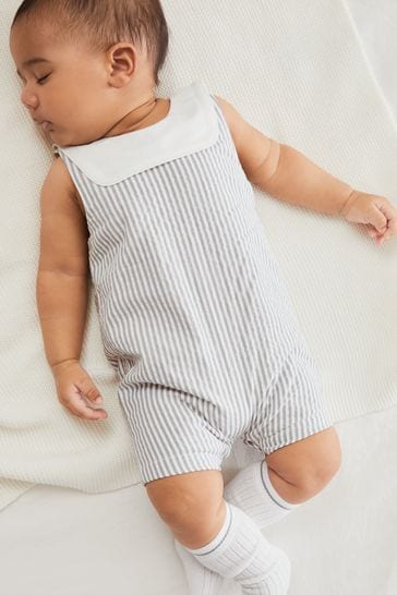 Grey Stripe Baby Smart Romper, Hat And Socks Set (0mths-3yrs)