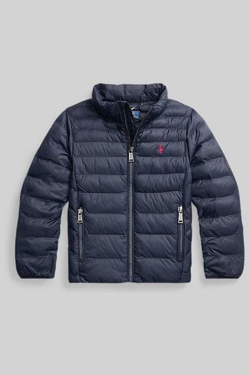Ralph Lauren Girls Navy Logo Padded Jacket