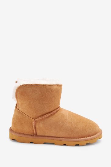 Tan Brown Collection Luxe Shearling Fur Boot Slippers