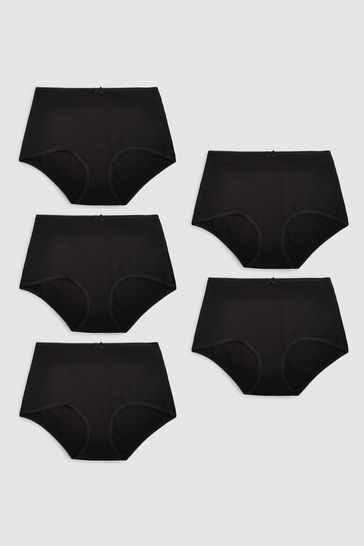 Black Midi Cotton Knickers 5 Pack