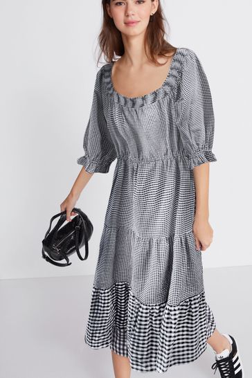 Black white gingham shop dress