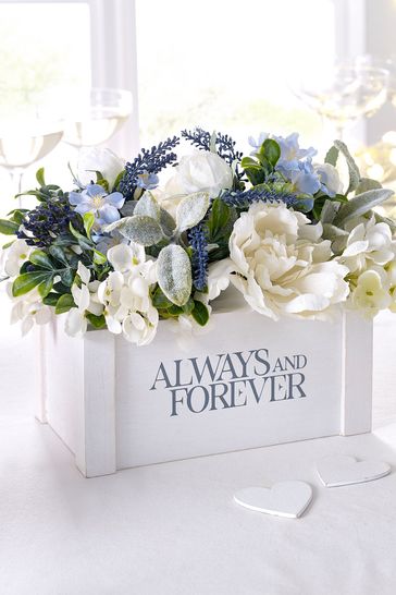 White Wedding Decor Artificial Flowers Always & Forever Window Box