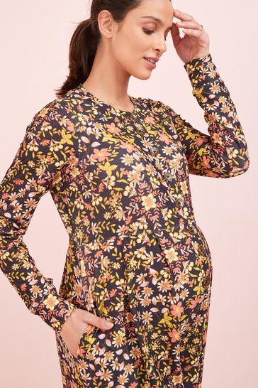 Buy Floral Print Maternity Button Down Jumpsuit from Next Luxembourg