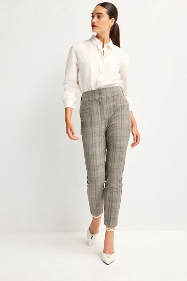 Brown Check Shapewear Skinny Trousers