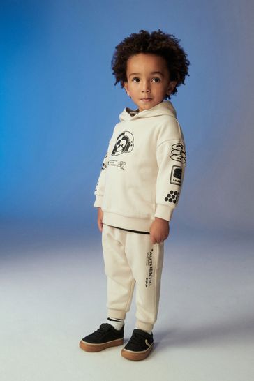 Ecru Off White Monkey Character Hoodie And Joggers Set (3mths-7yrs)