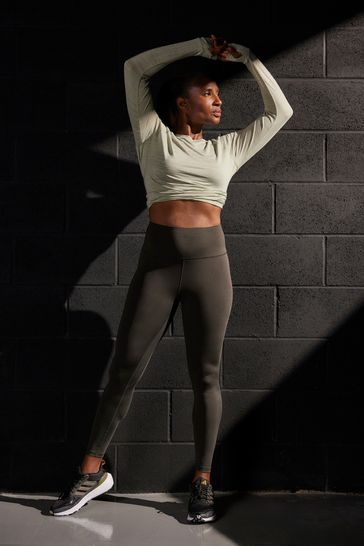 Buy Khaki/Green Active High Rise Sports Sculpting Leggings from