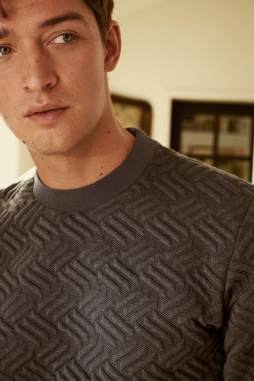 Grey Premium Texture Crew Sweatshirt