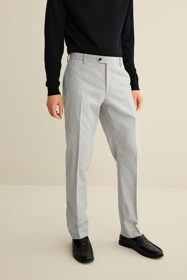 Light Grey Slim Wool Blend Donegal Suit: Trousers