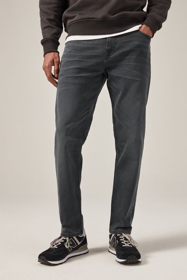 Grey Charcoal Slim Fit Classic Stretch Jeans