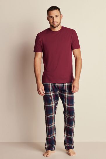 Red/Navy Blue Brushed Cotton Check Pyjama Set