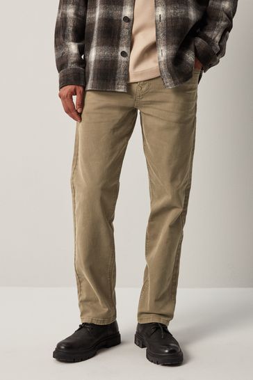 Tan Brown Straight Fit Coloured Stretch Jeans