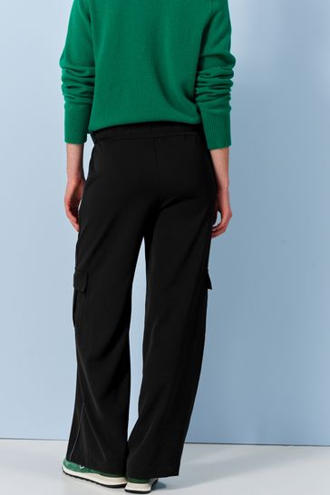 Buy Black Side Stripe Wide Leg Trousers from Next