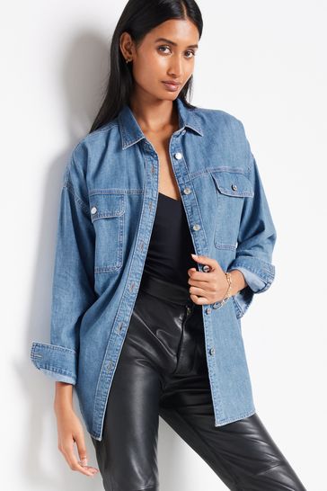 Mid Blue Oversized Denim Shirt