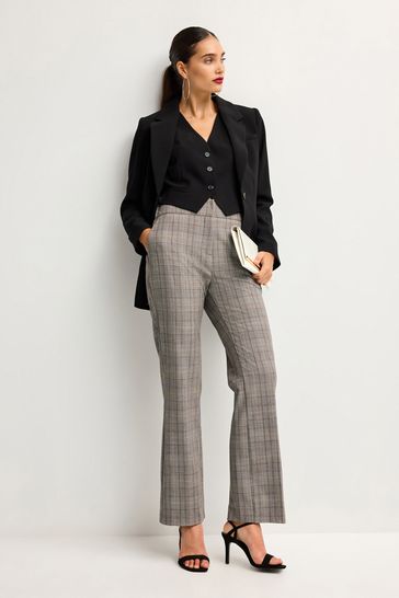 Buy Brown Check Shapewear Bootcut Trousers from Next Canada