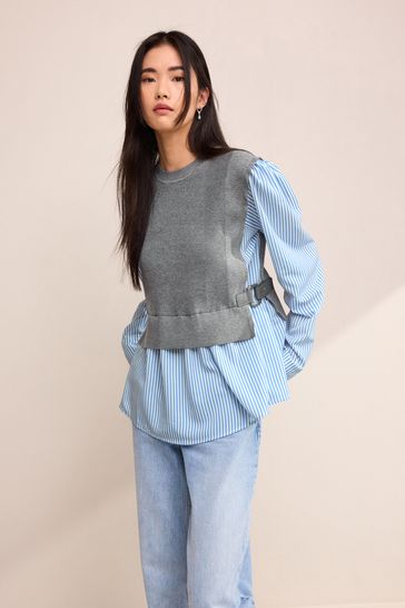 Grey Knitted Layer Jumper