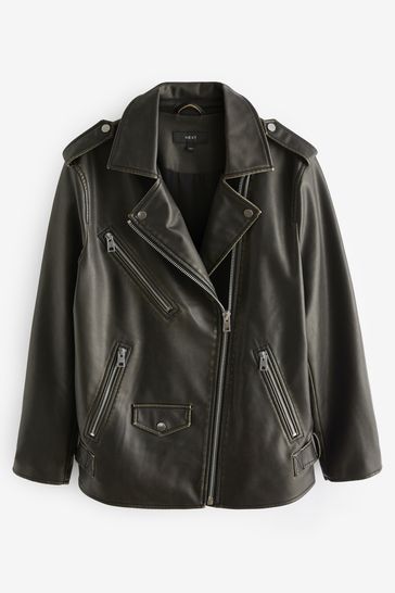 Faux leather biker jacket zara hot sale