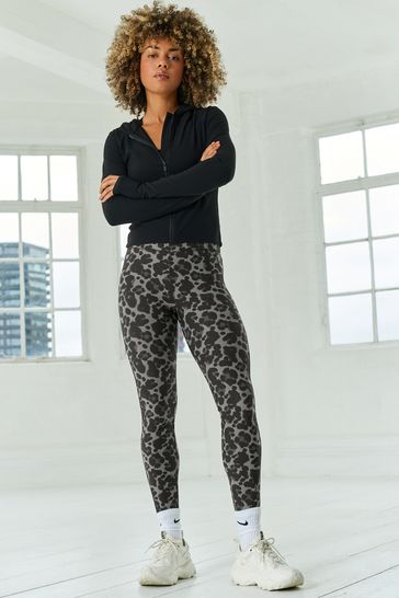 Buy Grey Animal Fleece Lined Leggings from Next