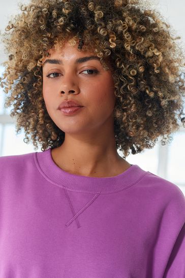 Buy Fluro Purple Active Sports Longline Crew Neck Sweatshirt from Next