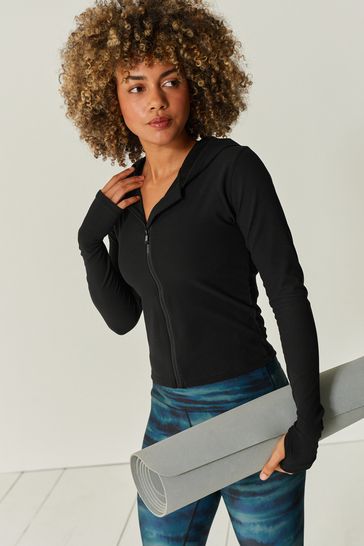 Black Ribbed Yoga Jacket