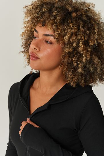 Buy Black Ribbed Yoga Jacket from Next