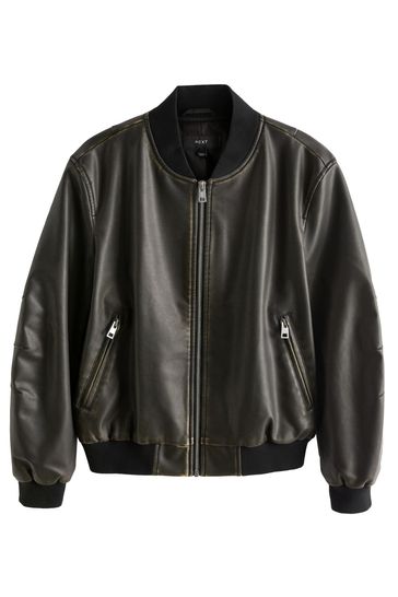 Faux leather bomber discount
