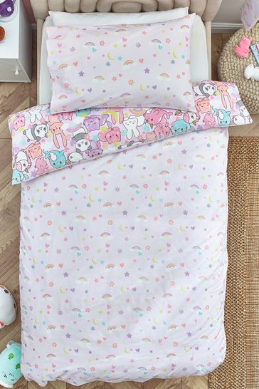 Pink Printed Polycotton Duvet Cover and Pillowcase Bedding