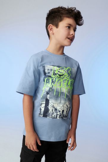 Blue Skate Photo Relaxed Fit Short Sleeve Graphic T-Shirt (3-16yrs)
