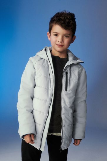 Grey Putty Quilted Hybrid Coat (3-16yrs)
