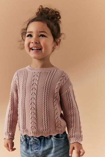 Pink Cable Stitch Jumper (3mths-7yrs)