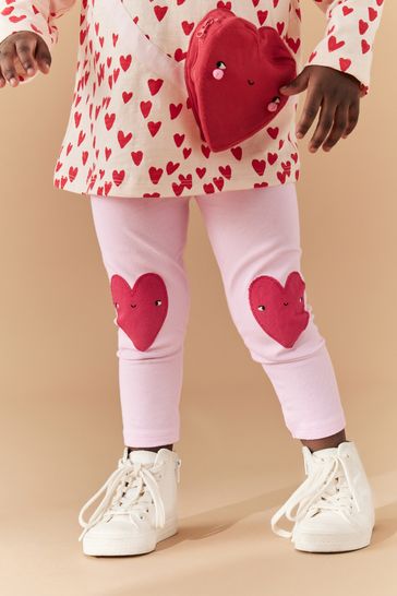 Buy Pink Heart Embroidered Leggings (3mths-7yrs) from Next USA