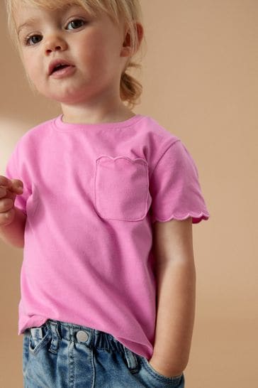 Bright Pink Short Sleeve Scallop T-Shirt (3mths-7yrs)