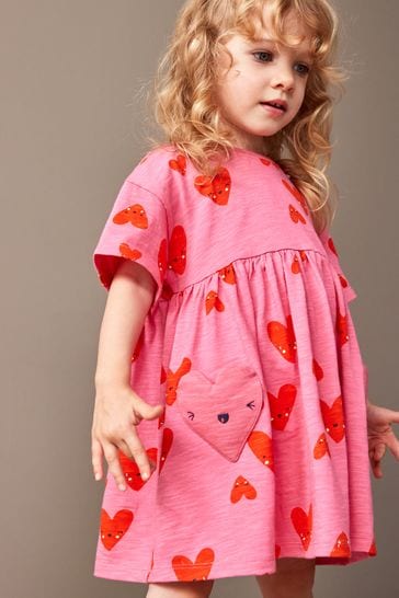 Pink Short Sleeve Cotton Jersey Dress (3mths-7yrs)