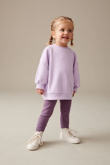 Purple Relaxed Fit Sweater And Leggings Set (3mths-7yrs)