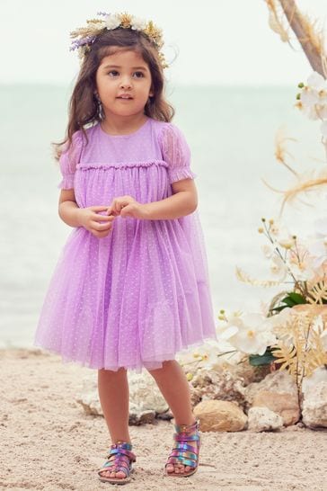 Lilac Purple Mesh Party Dress (3mths-7yrs)