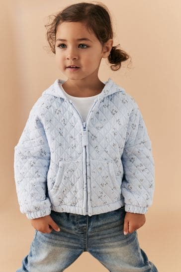 Blue Quilted Zip Through Hoodie (3mths-7yrs)