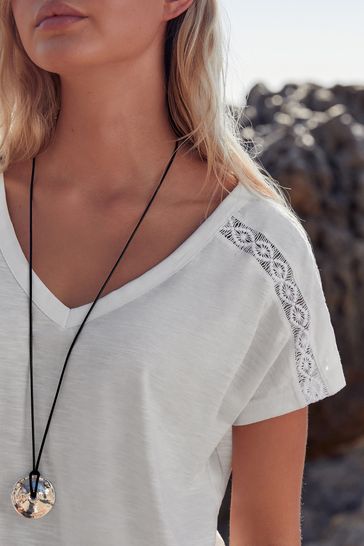 Buy White V Neck Bubble Hem Top from Next