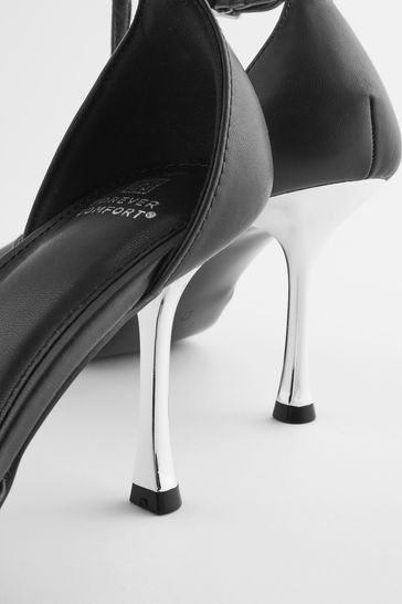 Black metallic heels online